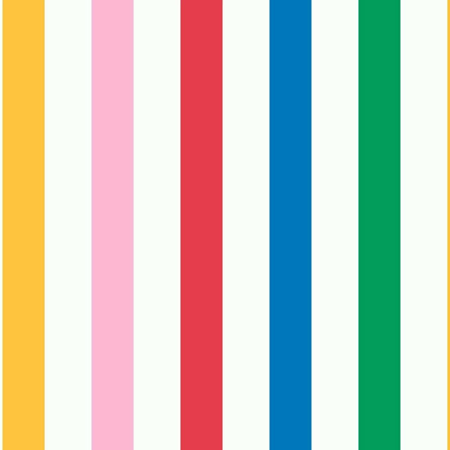 Papeles pintados Joules Country Critters Chunky Stripe White-Rainbow