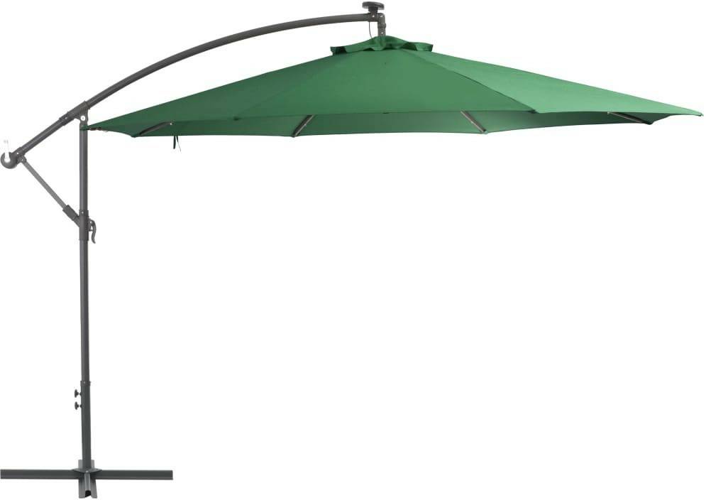 vidaXL Parasol with LEDs Metal Ø 350 cmGreen vidaXL Parasol with LEDs Metal Ø 350 cm