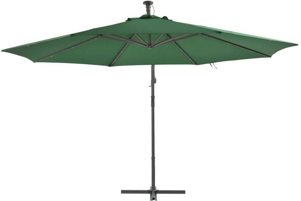 vidaXL Parasol with LEDs Metal Ø 350 cmGreen vidaXL Parasol with LEDs Metal Ø 350 cm